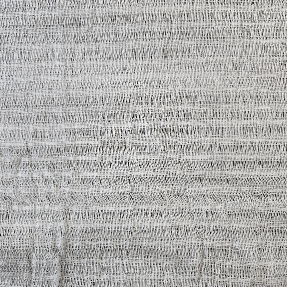 White Open Weave Rectangular Scarf Fringe Ends 21.5